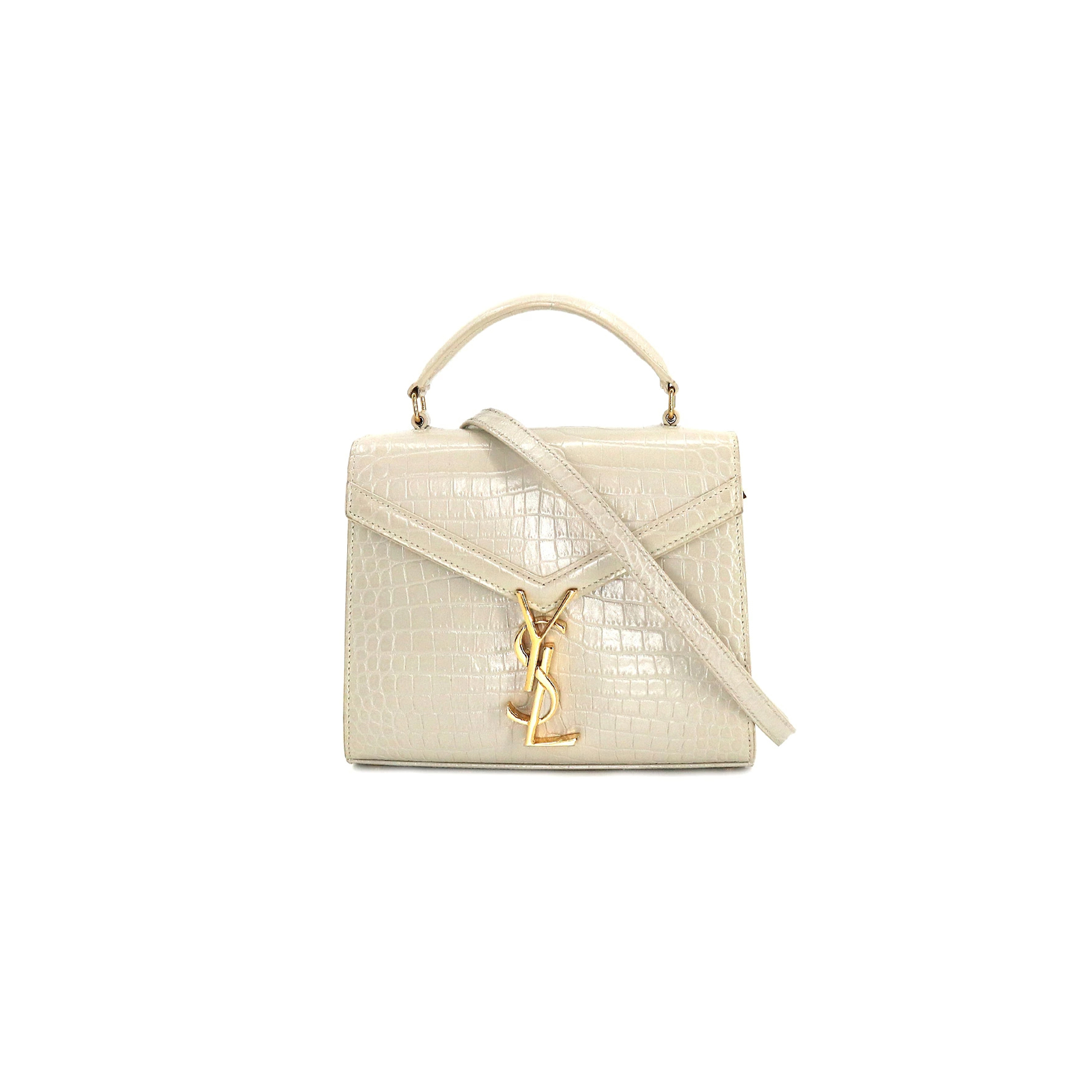 YSL CASSANDRA MINI TOP HANDLE BAG IN CROCODILE-EMBOSSED SHINY LEATHER 602716623930 (20*16*7.5cm)